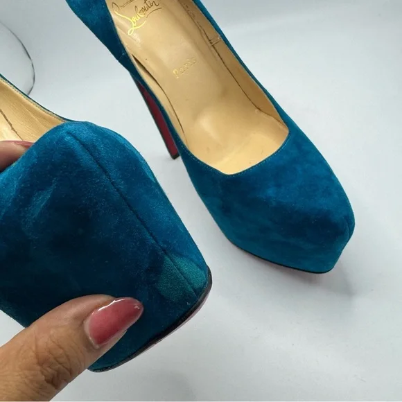 Christian Louboutin Daffodile 160 Suede Peacock Pumps 40 - Picture 6 of 10
